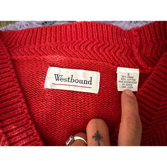 Vintage 1990s Westbound Red Long Sweater Cardigan Women’s Small - Picture 9 of 10
